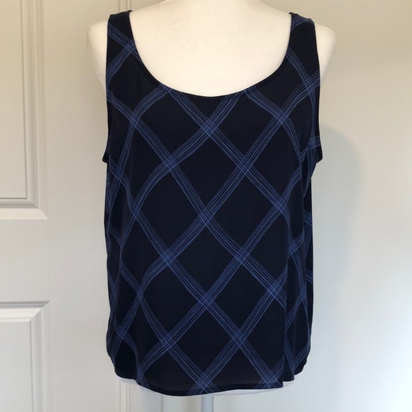 VTG 90’s Silk Navy Jones New York Sleeveless Top - Picture 1 of 8